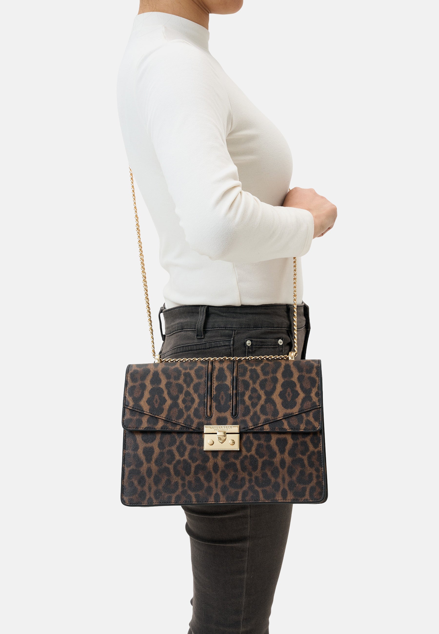 Seidenfelt - Handtaschen>Damen>Kunstledertaschen>Crossbody Taschen - Roros Big - black / black / OS-dark brown / OS-leo brown / OS