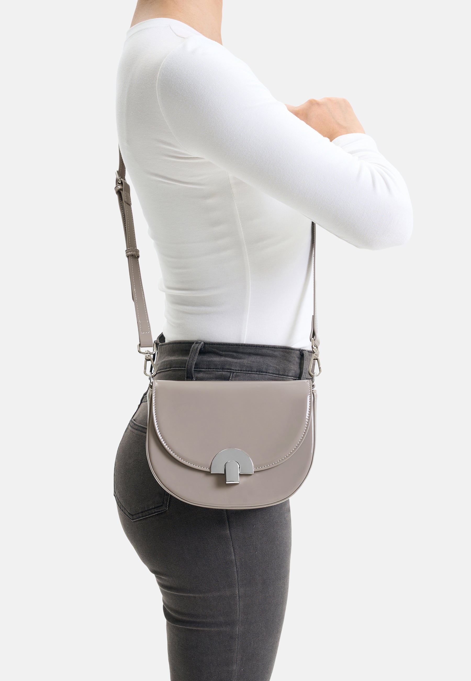 Seidenfelt - Bags - Grenaa Saddle - grey / OS-khaki / OS
