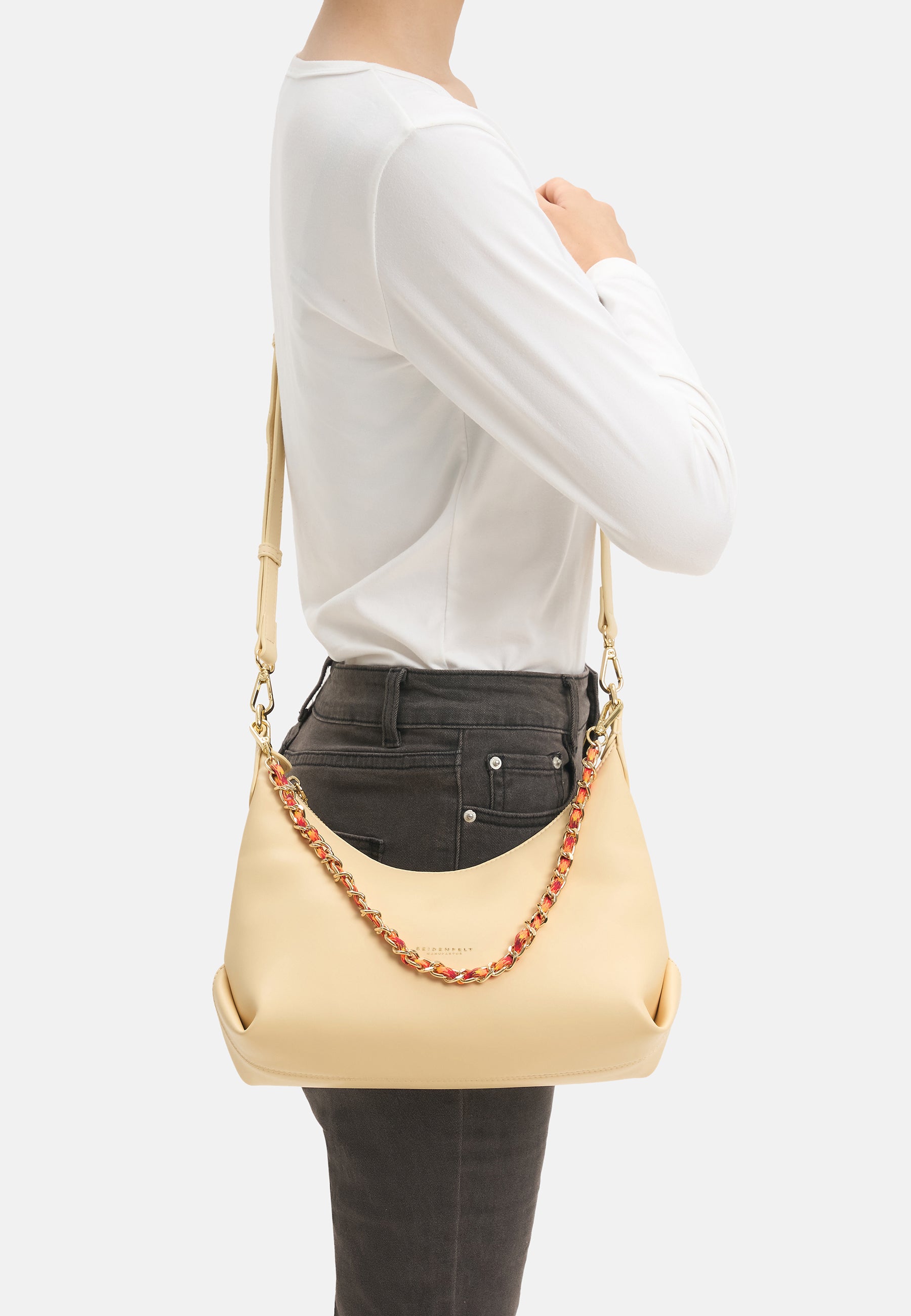 Seidenfelt - Bags - Huuvari Hobo - black / OS-butter-lemon / OS-denim in blue / OS