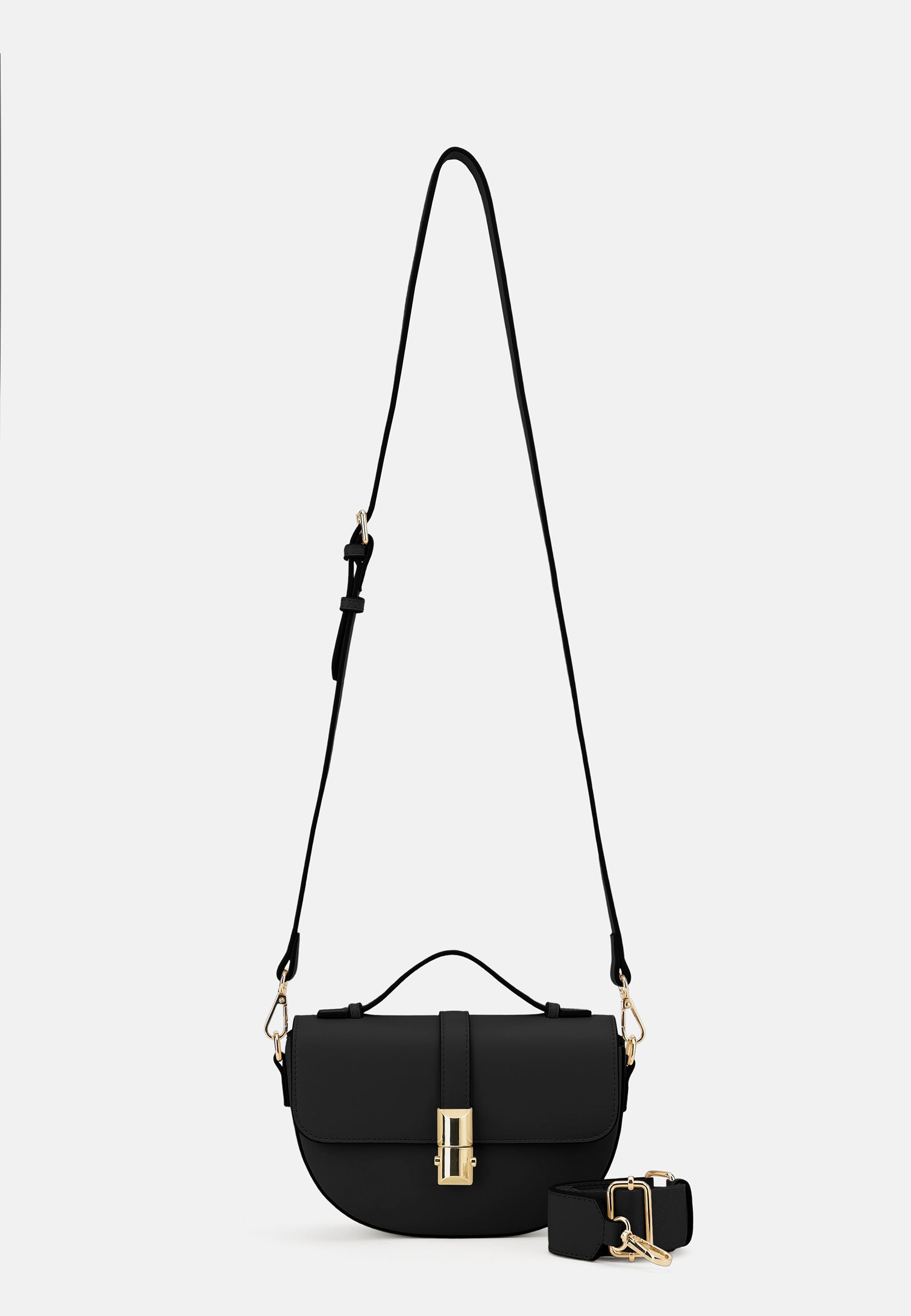 Seidenfelt - Handtaschen>Damen>Kunstledertaschen>Halbmond Taschen - Lilla Ro Saddle Bag - black / OS-cream / OS-light sand / OS