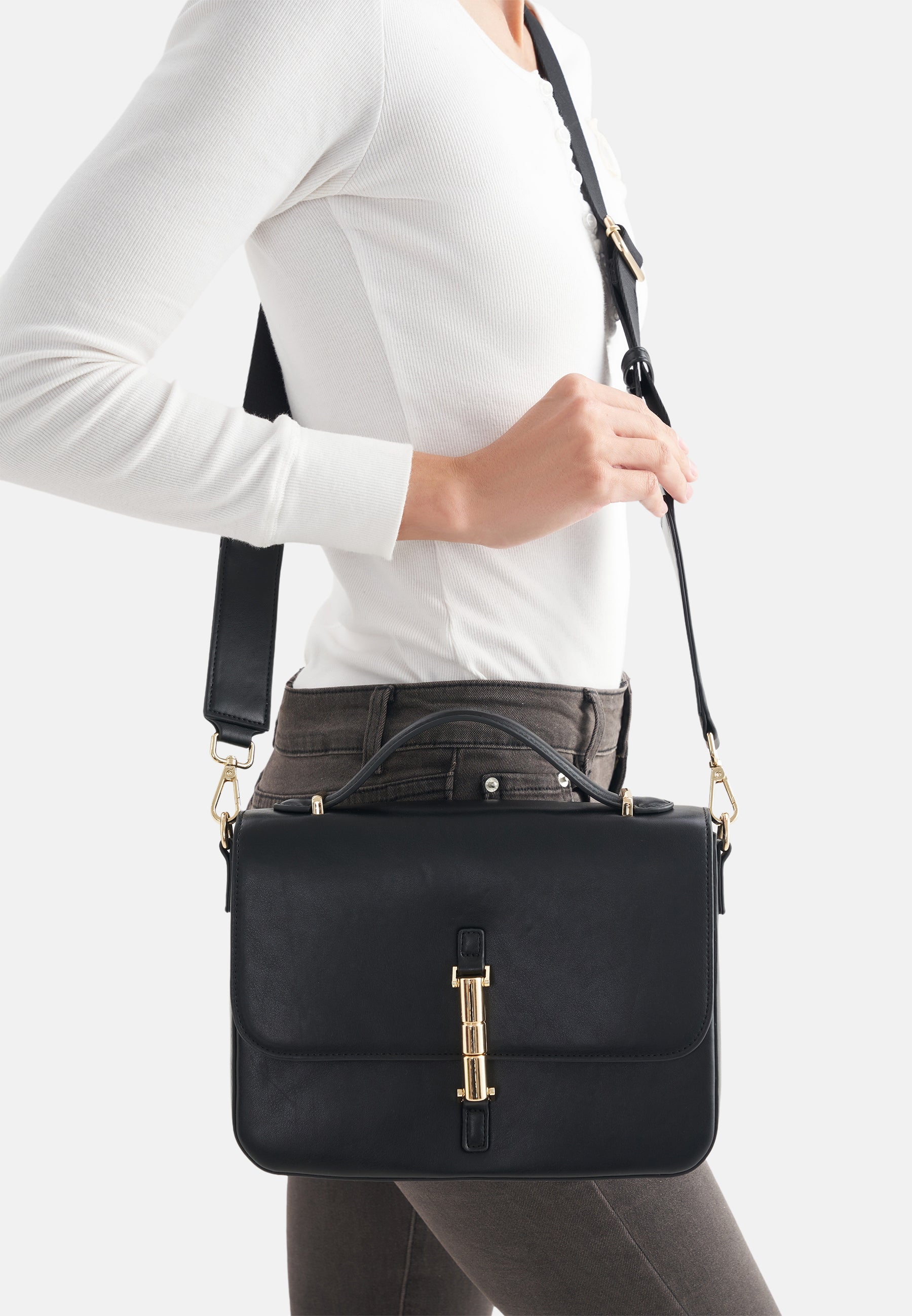 Seidenfelt - Handtaschen>Damen>Kunstledertaschen>Hand Taschen - Loviisa Handbag - black / OS-cream / OS-coffee & cream / OS