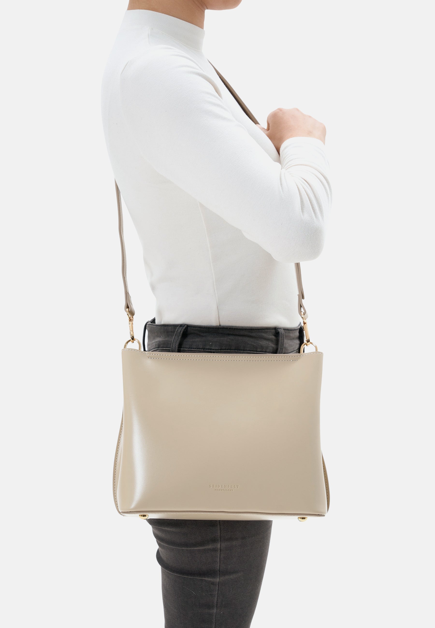 Seidenfelt - Handtaschen>Damen>Kunstledertaschen>Hobo Taschen - Arvaja Midi Hobo - black / OS-toffee / OS-stone / OS