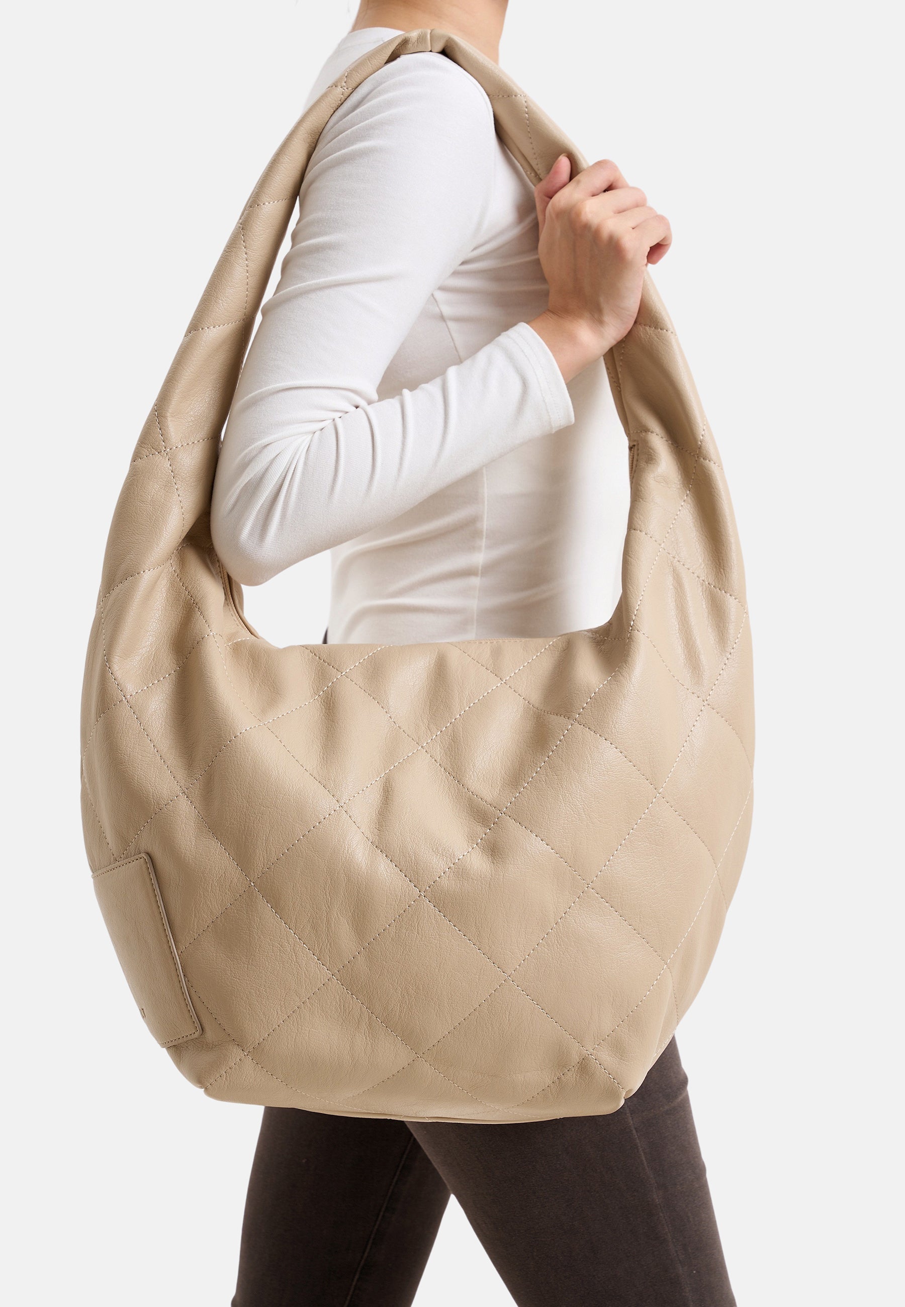 Seidenfelt - Handtaschen>Damen>Kunstledertaschen>Hobo Taschen - Evenes Hobo - light sand / OS-silver / OS-sage / OS