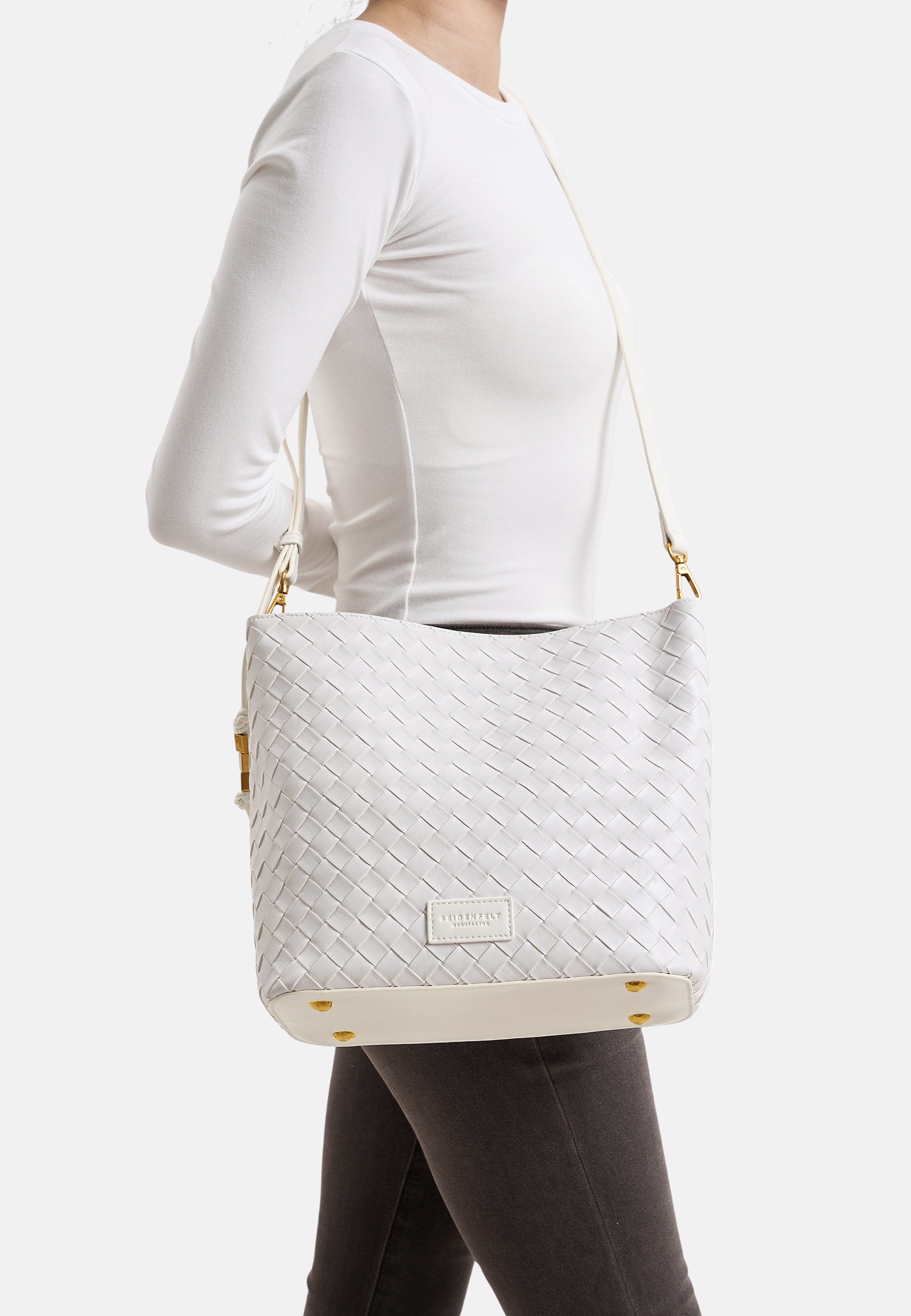 Seidenfelt - Handtaschen>Damen>Kunstledertaschen>Hobo Taschen - Kinna Hobo - black / OS-bright white / OS
