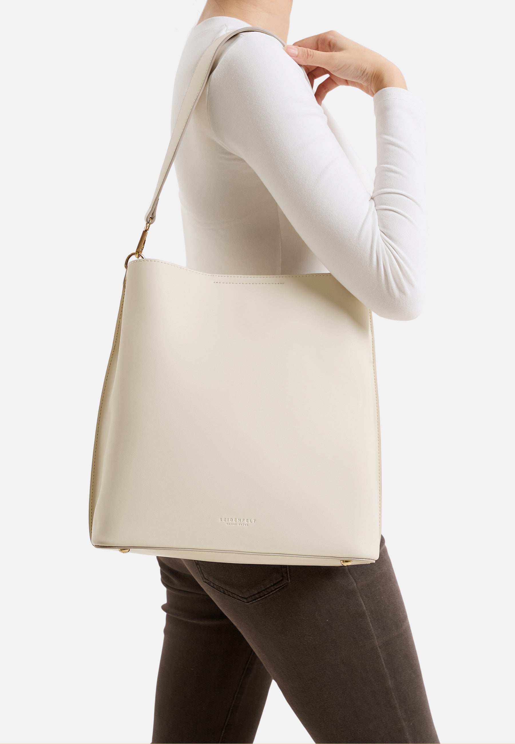 Seidenfelt - Handtaschen>Damen>Kunstledertaschen>Hobo Taschen - Lilla Ro Midi Hobo - black / OS-cream / OS-light sand / OS