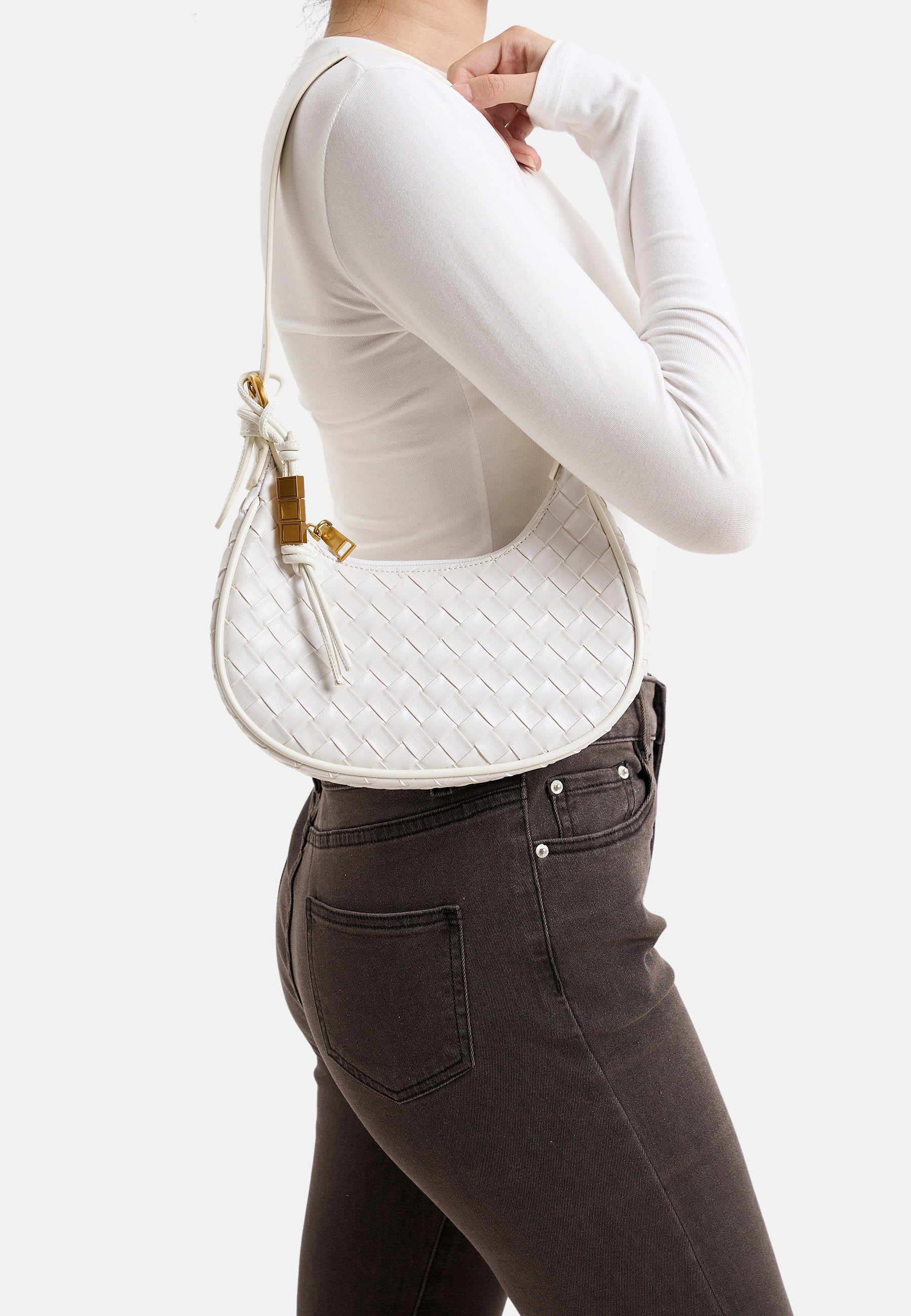 Seidenfelt - Handtaschen>Damen>Kunstledertaschen>Schulter Taschen - Kinna Round Shoulderbag - black / OS-bright white / OS-shy yellow / OS
