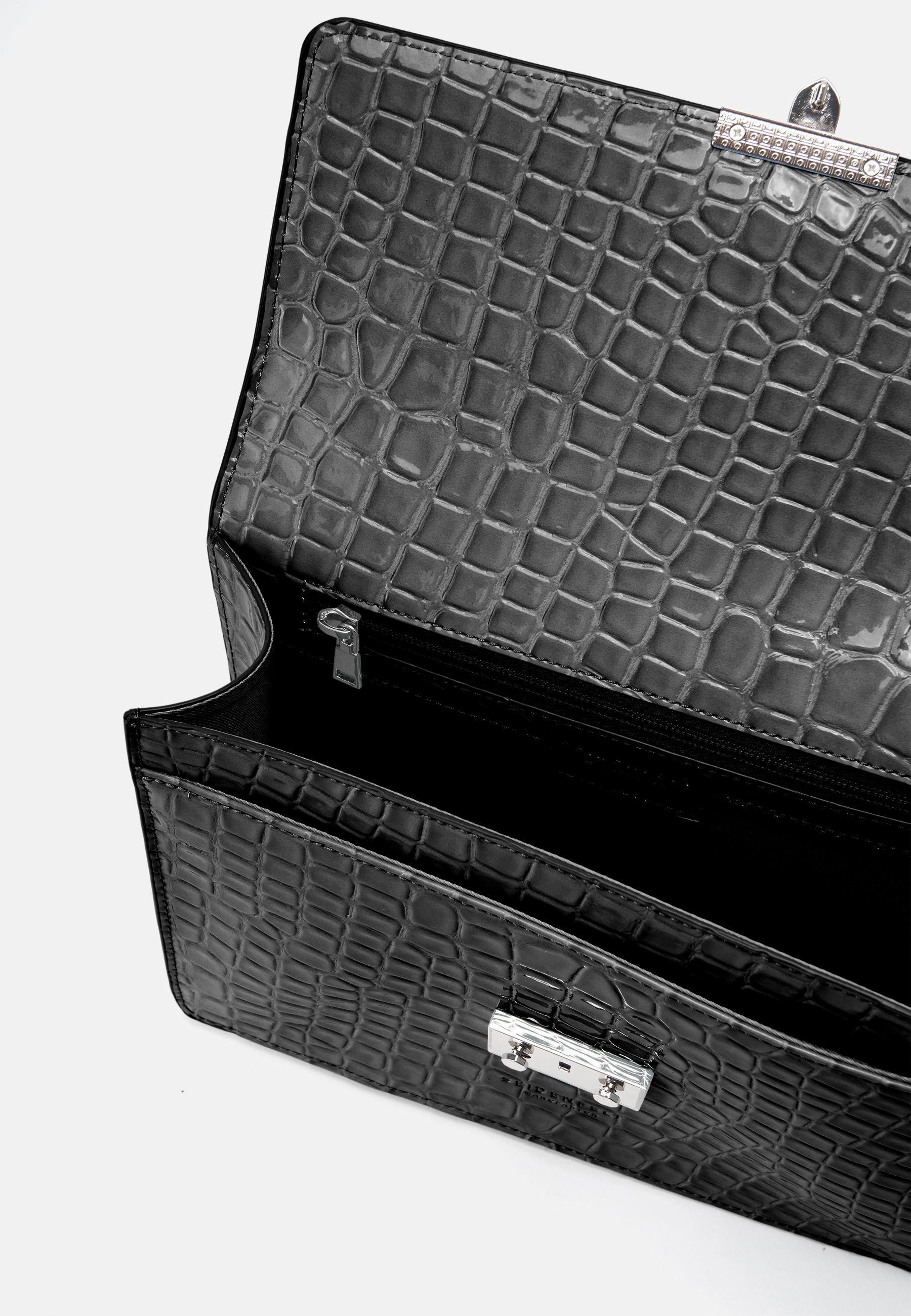 Seidenfelt - Bags - Roros Big - croco print black / OS-black / black / OS-black / gold / OS-buttermilk / OS-warm stone / OS