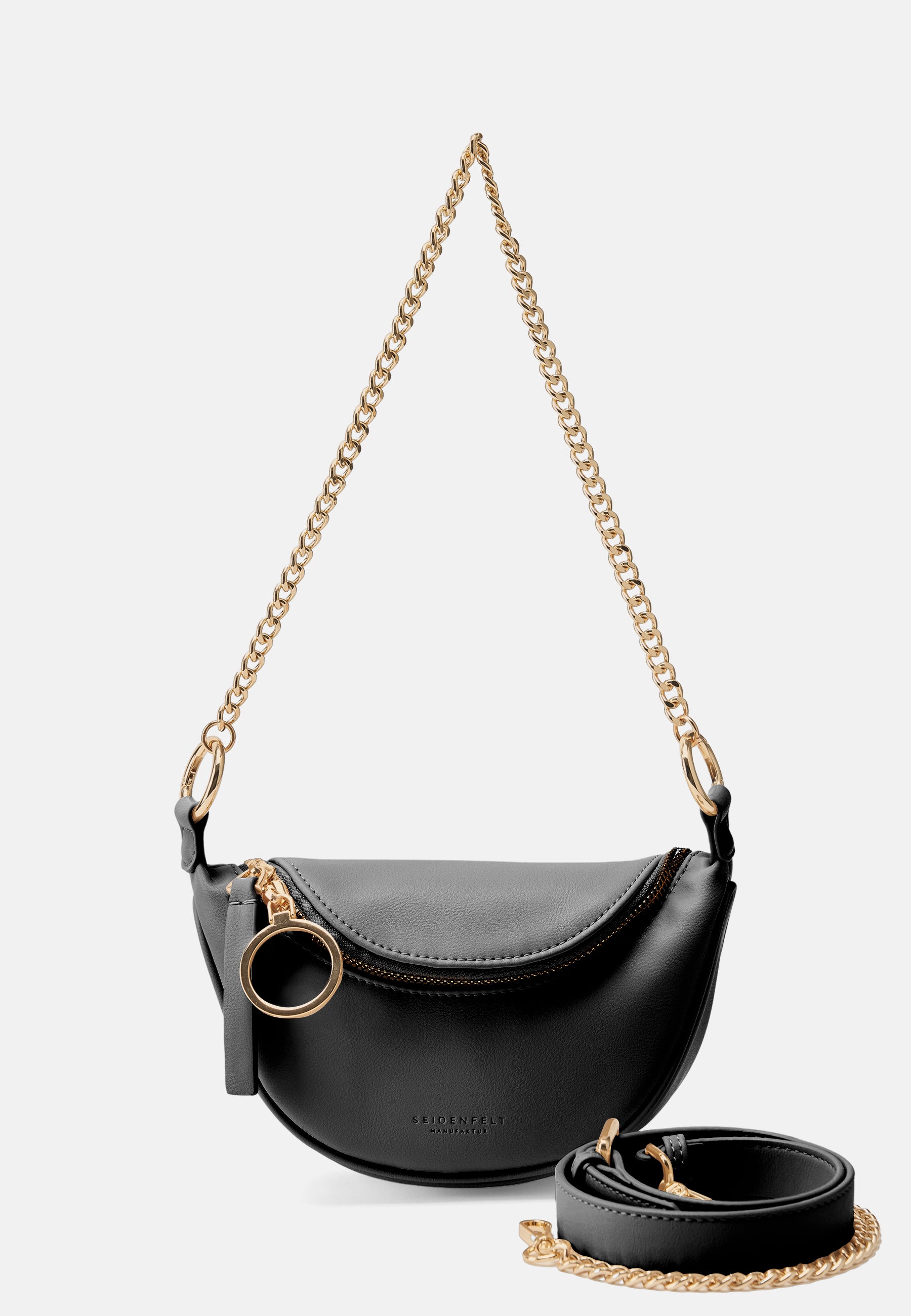 Seidenfelt - Handtaschen>Damen>Kunstledertaschen>Halbmond Taschen - Big Skien - black / OS-black / black / OS-glossy black / OS-cream / OS-coffee & cream / OS