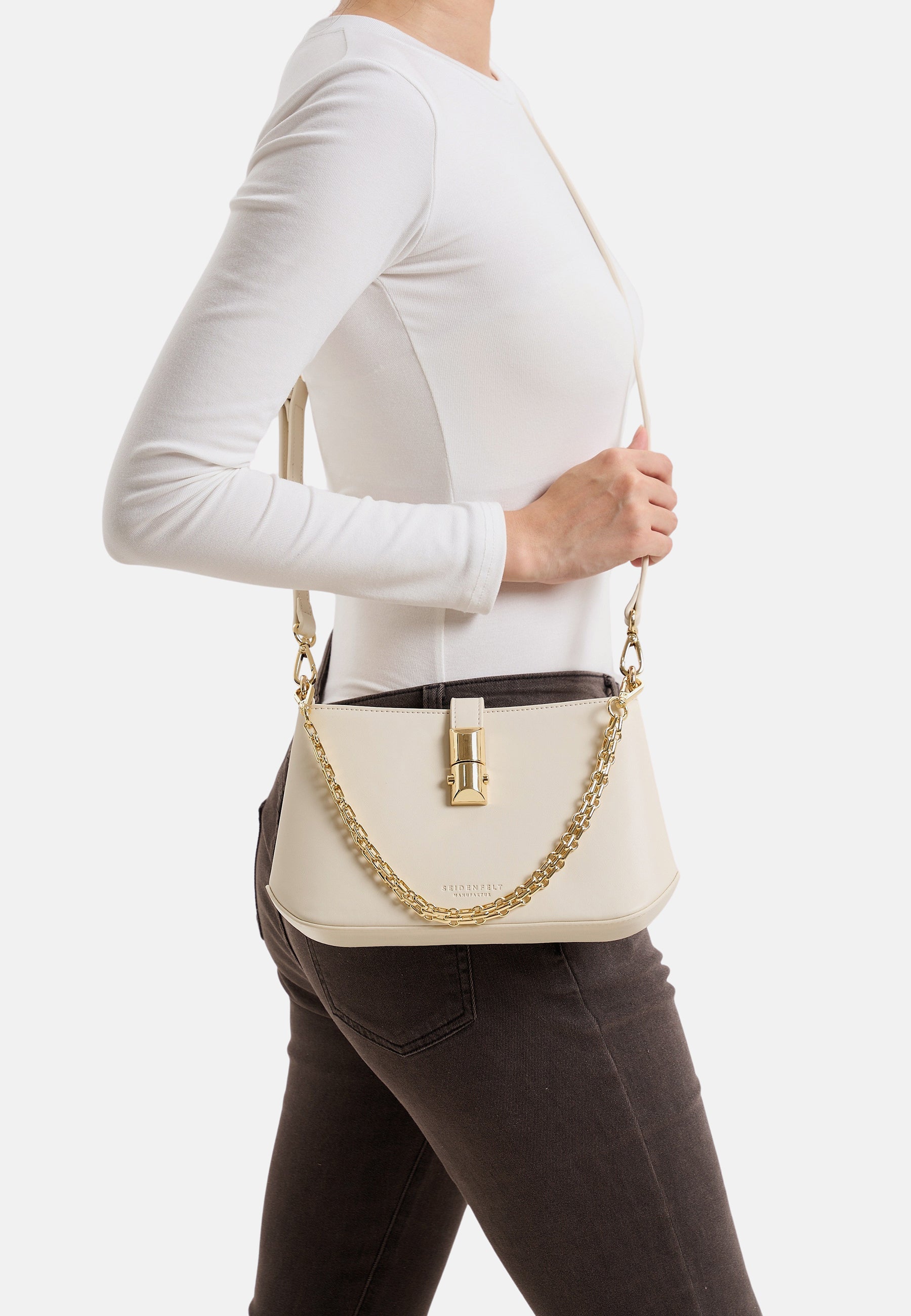 Seidenfelt - Handtaschen>Damen>Kunstledertaschen>Schulter Taschen - Lilla Ro Little Shoulderbag - black / OS-cream / OS-light sand / OS