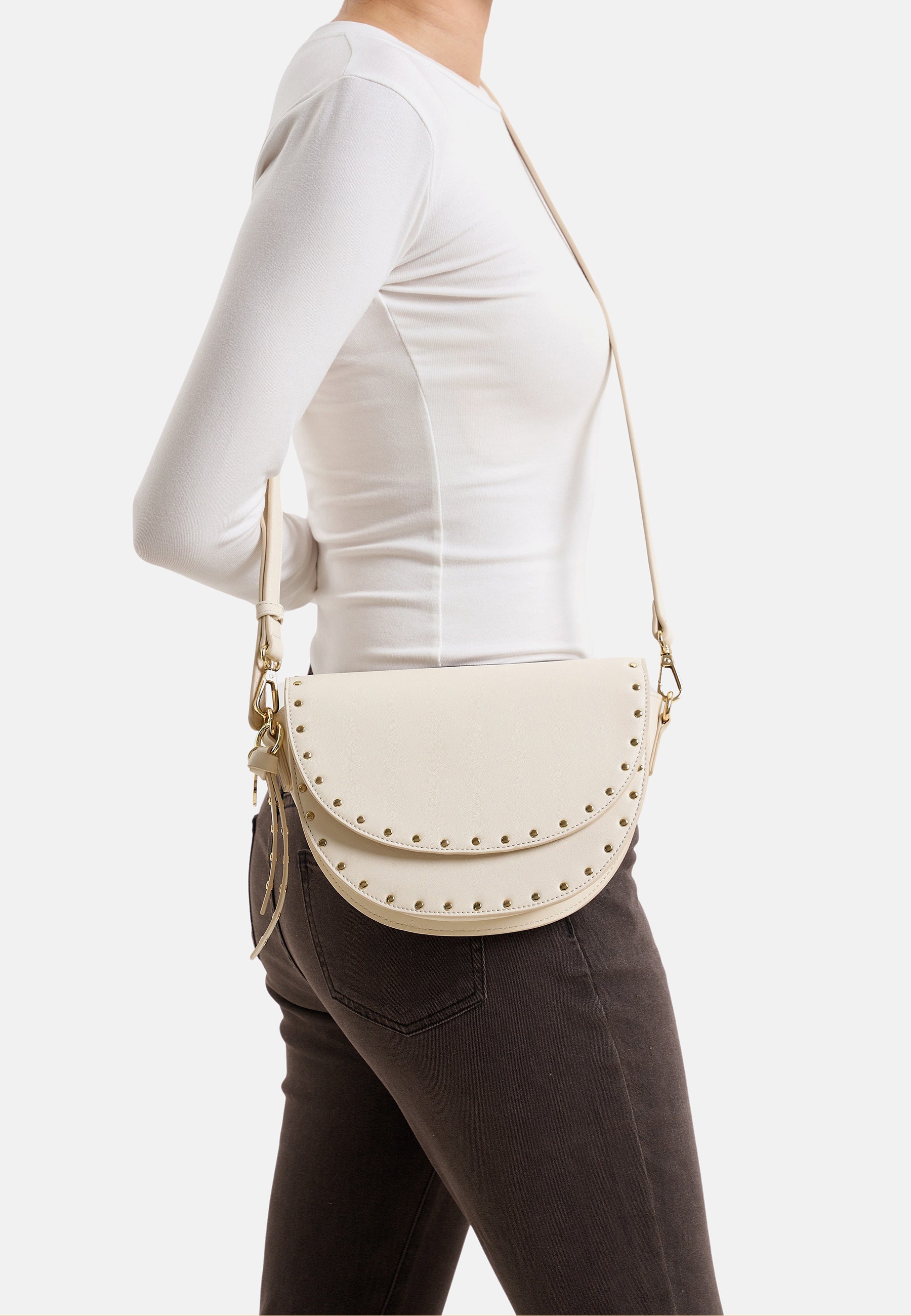 Seidenfelt - Handtaschen>Damen>Kunstledertaschen>Halbmond Taschen - Senja Saddle - black / OS-light sand / OS-beige / OS