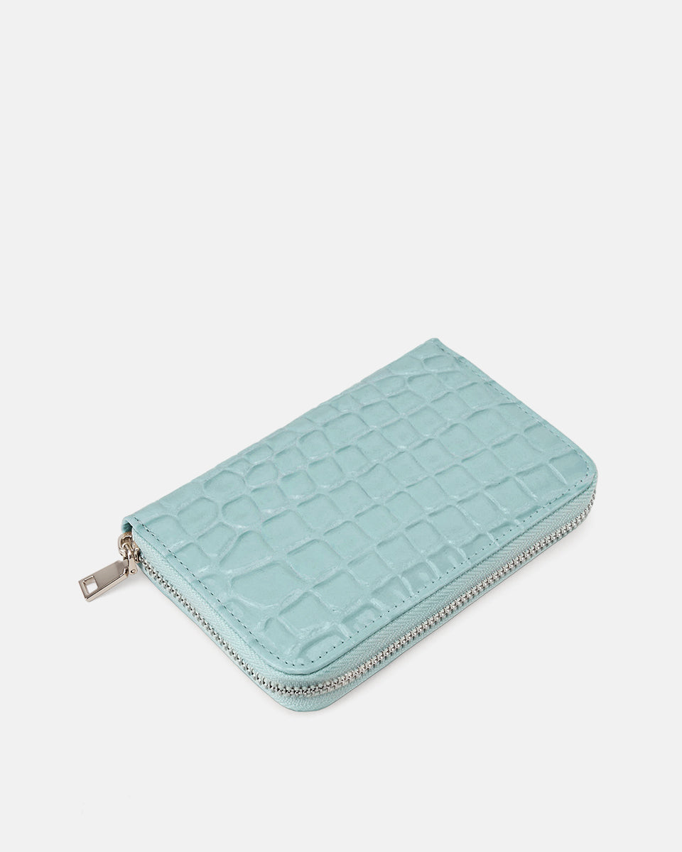 Seidenfelt - Wallets - Ebba - glossy black / OS-olive / OS-croco print ice blue / OS-denim in blue / OS